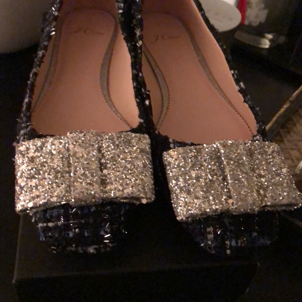 JCrew Plaid Sparkle Bow tie Shoes